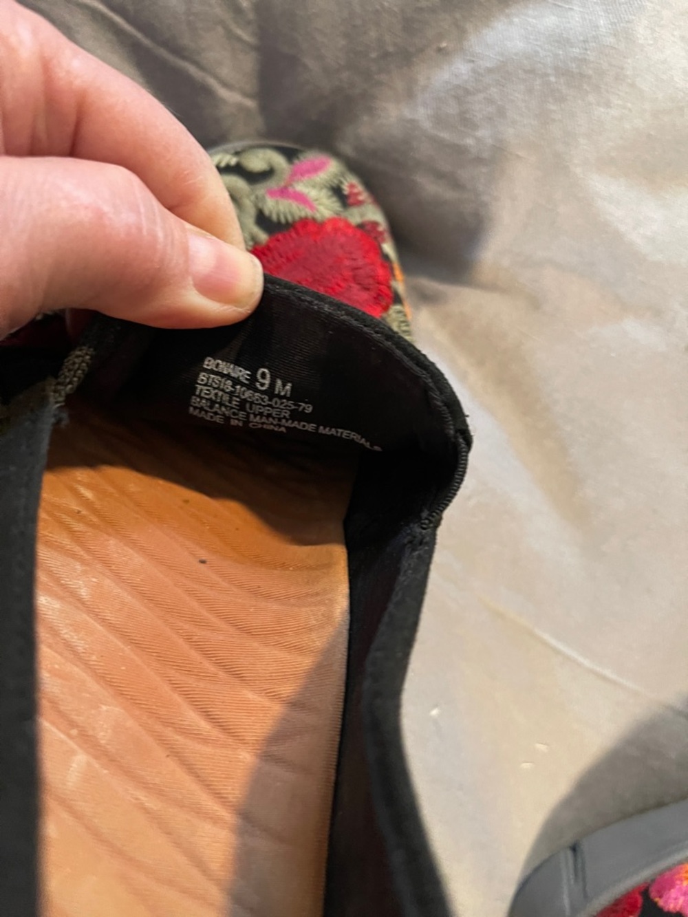 BareTraps Black Slip-On Flats with Red Floral Embroidery - Picture 7 of 8